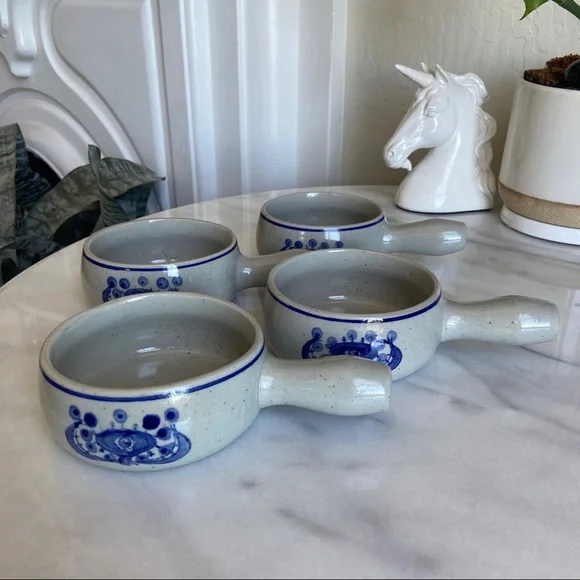 VINTAGE • 50s Ceramic Crocks Set of 4 Retro Kitchen European Midcentury Pottery - Picture 11 of 12